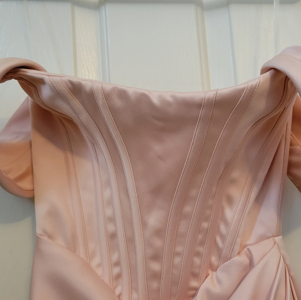 SOLD House of CB Genevieve Satin Blush Dress - Picture 9 of 10
